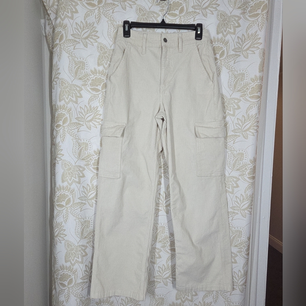Hollister Ultra High Rise Baggy Cord Cargo Wide Leg Pants Elephant Jumbo Wale 27 - Picture 2 of 12